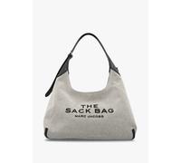 MARC JACOBS The Leather Trim Canvas Belted Ivory Black Sack Bag Size: