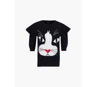 Marc Jacobs Womens Black Relaxed-fit Cat Motif Cashmere Knit Jumper Xl