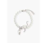 Marc Jacobs Womens Silver/white Mj Cat & Mouse Pearl Silver-plated Brass Bracelet