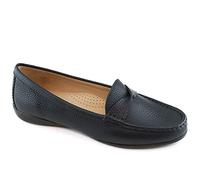 MARC JOSEPH NEW YORK Womens Casual Comfortable Genuine Leather Lightweight Driving Moccasins Classic Fashion Twisted Penny Slip On Ladies Driving Loafer Flat Shoes Navy Tumbled 8.5
