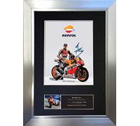 MARC MARQUEZ Signed Autograph Mounted Photo Reproduction PRINT A4 Rare (297 x 210mm) #419 (Silver Frame)