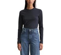 Marc OߴPolo Denim Women's Long Sleeve Ribbed Top with Stretch, Blue (Navy), XL