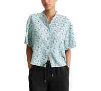 Marc OߴPolo Denim Women's Short Sleeve Cropped Blouse with Stand Collar, Multicolor (Light Blue Multi 05), M