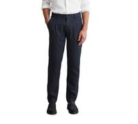 Marc OߴPolo Men's Long Linen Trousers with Elasticated Waist, Blue (Dark Navy), W36/L30