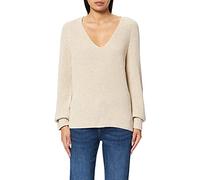 Marc OߴPolo Women's Organic Cotton Knitted Jumper with V-Neck, Off White (Sandy Melange), S