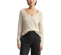 Marc OߴPolo Women's Organic Cotton Knitted Jumper with V-Neck, Off White (Sandy Melange), XXS