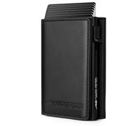 Marc Peter Men's Slim Wallet with Coin Compartment and RFID Protection, Leather Wallet, 8 Compartments for Credit Cards, Card Holder, Black Nappa, Geldbörse Herren, Classic