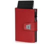 Marc Peter Men's Slim Wallet with Coin Compartment & RFID Protection, Leather Wallet, 9 Compartments for Credit Cards, Card Holder, Small Men, red, Dublin, Casual
