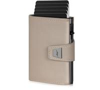Marc Peter Men's Slim Wallet with Coin Compartment & RFID Protection, Leather Wallet, 9 Compartments for Credit Cards, Card Holder, Small Men, taupe, Dublin, Casual