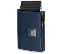 Marc Peter Men's Slim Wallet with Coin Compartment & RFID Protection, Leather Wallet, 9 Compartments for Credit Cards, Card Holder, Small Men, blue, Dublin, Casual