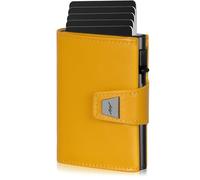 Marc Peter Men's Slim Wallet with Coin Compartment & RFID Protection, Leather Wallet, 9 Compartments for Credit Cards, Card Holder, Small Men, yellow, Dublin, Casual