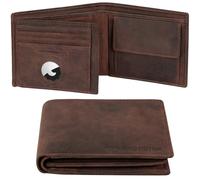 Marc Peter® Oslo Men's Leather Wallet with RFID Protection I Genuine Leather Wallet Large I 13 Compartments I Wallet for Men, Braun Hunter with airtag compartment, MIT AIRTAG-FACH, Classic