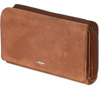 Marc Peter Sarah Women's Leather RFID Wallet, Large Purse for Women, Leather Wallet with Zip in Gift Box, Genuine Leather, Camel Brown, Sara, Classic