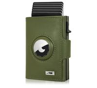 Marc Peter Washingon Leather Slim Wallet - Airtag Wallet with Coin Compartment | RFID Protection Small Mini Wallet Credit Card Holder, Green, XL MÜNZFACH MIT KARTENETUI, Classic
