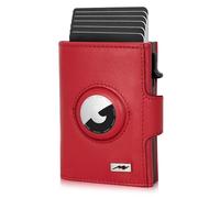 Marc Peter Washingon Leather Slim Wallet - Airtag Wallet with Coin Compartment | RFID Protection Small Mini Wallet Credit Card Holder, red, MINI MÜNZFACH MIT KARTENETUI, Classic