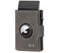 Marc Peter Washingon Leather Slim Wallet - Airtag Wallet with Coin Compartment | RFID Protection Small Mini Wallet Credit Card Holder, gray, MINI MÜNZFACH MIT KARTENETUI, Classic