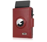 Marc Peter Washingon Leather Slim Wallet - Airtag Wallet with Coin Compartment | RFID Protection Small Mini Wallet Credit Card Holder, red, XL MÜNZFACH MIT KARTENETUI, Classic