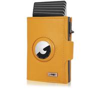 Marc Peter Washingon Leather Slim Wallet - Airtag Wallet with Coin Compartment | RFID Protection Small Mini Wallet Credit Card Holder, yellow, MINI MÜNZFACH MIT KARTENETUI, Classic