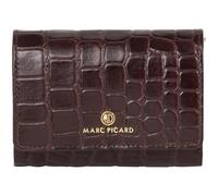 Marc Picard Leather Purse Croco Wallet with Flap Brown Dark Brown