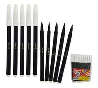 Marca Felt Tip Colouring Pens, BLACK, Pack of 10, Fine Point, Write Draw Mark Sketch Pens, Prefect for School Office Home Use, iZOFAX Black Ball Pen