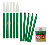 Marca Felt Tip Colouring Pens, GREEN, Pack of 10, Fine Point, Write Draw Mark Sketch Pens, Prefect for School Office Home Use, iZOFAX Black Ball Pen