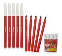 Marca Felt Tip Colouring Pens, RED, Pack of 10, Fine Point, Write Draw Mark Sketch Pens, Prefect for School Office Home Use, iZOFAX Black Ball Pen