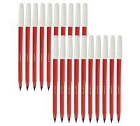 Marca Felt Tip Colouring Pens, RED, Pack of 20, Fine Point, Write Draw Mark Sketch Pens, Prefect for School Office Home Use, iZOFAX Black Ball Pen