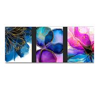 marca generica Abstract Gold Lines Poster Watercolor Purple Pink Blue Wall Art Print Canvas Painting Modern Art Mural Picture Living Room Decor Unframed-30X40cmx3