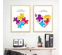 marca generica It's OKAY To Be Different Autism Awareness Quote Wall Art Canvas Poster Prints Autism Awareness Painting Wall Picture Home Decor Unframed-30X40cmx2