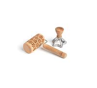 Marcato Christmas Cookies Baking Kit, Christmas Theme, Decorative Rolling Pin for Cookies + Star-shaped Cookie Cutter (65 mm) + Christmas Cookie Recipe Book, Made in Italy. Model: Christmas Cookies