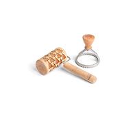 Marcato Christmas Cookies Baking Kit, Decorative Rolling Pin + Round Cookie Cutter + Christmas Cookie Recipe Book, 4 Packs