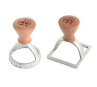 Marcato Ravioli and Cookie Cutter Kit, Ravioli Maker, Cookie Cutters, Solid Wood and Cast Aluminum, Made in Italy, 58 mm Round Stamp + 58 mm Square Stamp. Model: Raviolè