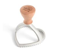 Marcato Ravioli and Cookie Cutter, Ravioli Maker, Cookie Cutters, Solid Wood and Cast Aluminum, Made in Italy, Heart-Shaped Mold, 80 mm
