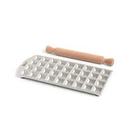 Marcato Ravioli Maker Press, Ravioli Machine, Homemade Ravioli Cutter, 35 mm Square Cut, Space for Generous Filling, Wooden Rolling Pin Included, Made in Italy