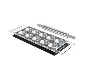 Marcato Ravioli Maker Press, Ravioli Machine, Homemade Ravioli Cutter, 50 mm Square Cut, Aluminum Rolling Pin Included, Made in Italy. Model: Ravioli Tablet, Black