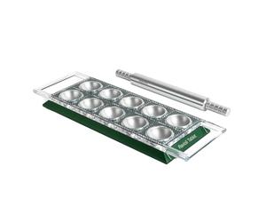 Marcato Ravioli Maker Press, Ravioli Machine, Homemade Ravioli Cutter, Square Cut 50mm, Aluminum Rolling Pin Included, Made in Italy. Model: Ravioli Tablet, Green