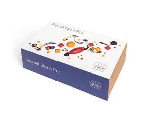 Marcato Ravioli Making Kit, 35 mm Square Ravioli Mold + Wooden Rolling Pin + Round Mold + Oval Mold + Cotton Cloth + Recipe Book, Made in Italy