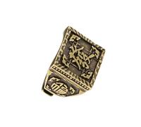 MARCBUSE Antique Styles Prosperity Brass Rings Manual Engraving Aged Metal Jewelry For Vintage Fashion Enthusiasts Men's Gift Retro Chinese Brass