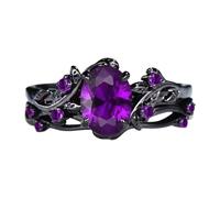 MARCBUSE Art Nouveau Inspired Jewelry With Amethyst Stone And Anti Tarnish Alloy Craftsmanship Black Rose Branch Crosses Rings Stylish Purple Gemstones Crosses Jewelry