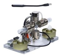 MARCBUSE Engine Crosses Double Cylinder Miniature Engine Model Science Experiment Mechanical Toy Easy to Use Portable Generator
