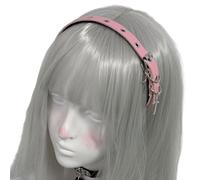 MARCBUSE Retro Punk Crosses Leather Headband For Women Cosplay PU 2000s Dark Hair Accessory For Adults Street Hairband