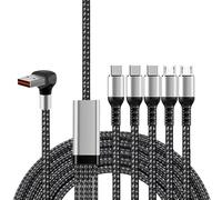 MARCBUSE Right Angles 5 In 1 Charges Cord 1.5m Multiple Device Charging Line For School Airport Hotel Application For Public Space Heavy Duty Multiple Port Chargers Gamers