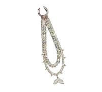 MARCBUSE Stylish Crystal Fish Tail Pendant Phone Charm Secure Anti Loss Wristband Crystal Hanging Chain Anti Loss Wrist Strap