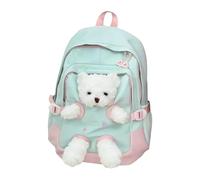 MARCBUSE Stylish Japanese Lovely Bear Backpack For Middle High School Students Practical Nylon Ergonomic Shoulder Strap Design Spacious Compartments Study Bag Students