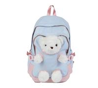 MARCBUSE Stylish Japanese Lovely Bear Backpack For Middle High School Students Practical Nylon Ergonomic Shoulder Strap Design Spacious Compartments Study Bag Students