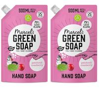 Marcel's Green Soap - Hand Soap Refill Patchouli & Cranberry - Handwash Dispenser Refill - 100% Eco friendly - 100% Vegan - 97% Biodegradable - 500 ML (Pack of 2)