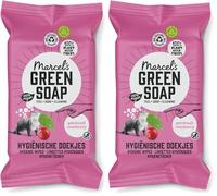 Marcel's Green Soap - Hygienic Cleaning Wipes Patchouli & Cranberry - Microplastic-free formula - Vegan - 60 wipes (Pack of 2)