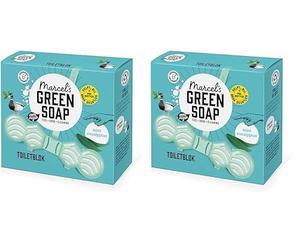Marcel's Green Soap Toilet Block Mint & Eucalyptus - Fragrant Toilet Freshener - With probiotics against unpleasant odours - 95% biodegradable - Recycled plastic (Pack of 2)