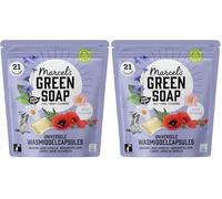 Marcel's Green Soap - Washing Liquid Pods Wild Flowers - Laundry Detergent Capsules - EU Ecolabel Certified - Double concentrated - Microplastic-free formula - Vegan - 21 pods (Pack of 2)