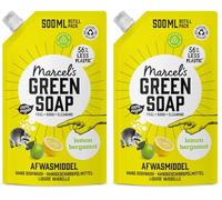 Marcel's Green Soap - Washing up Liquid Lemon & Bergamot Refill - Dishwashing Liquid - Vegan - Saves Plastic - 97% Biodegradable - 500 ML (Pack of 2)